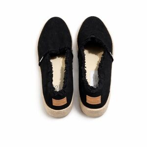 Black Slip-On Espadrille Flats | Casual Comfort Shoes